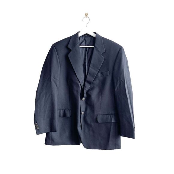Oscar De La Renta Men's Single Breasted Wool Sport Coat Suit Jacket Black Size 4 - Picture 1 of 10